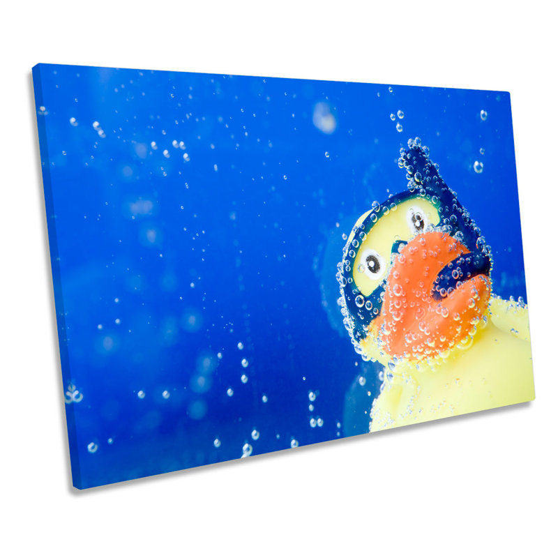 Rubber Duck Snorkel Bathroom - Wrapped Canvas Print, 81.3cm H x 121.9cm W x 4cm D