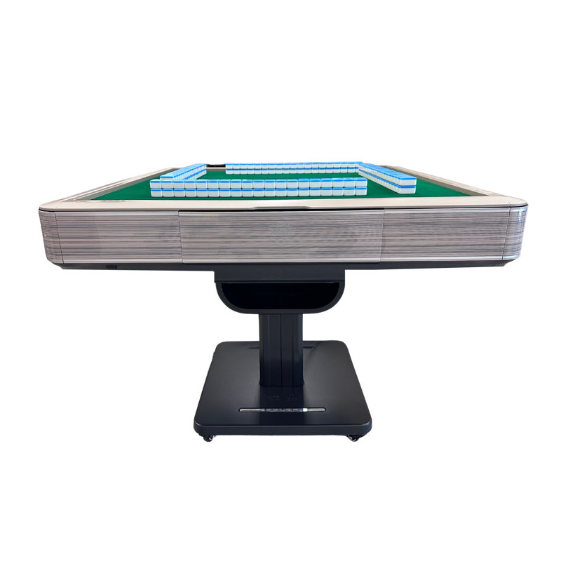 Table de mahjong automatique brun clair USA MJ Table. Table pliante à piédestal de style ultra mince avec des carreaux numérotés de 36 mm