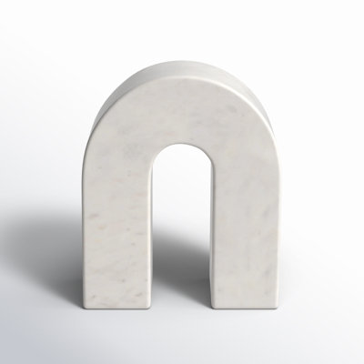 Modern Neutral Marble Horseshoe Tabletop Decorative Object