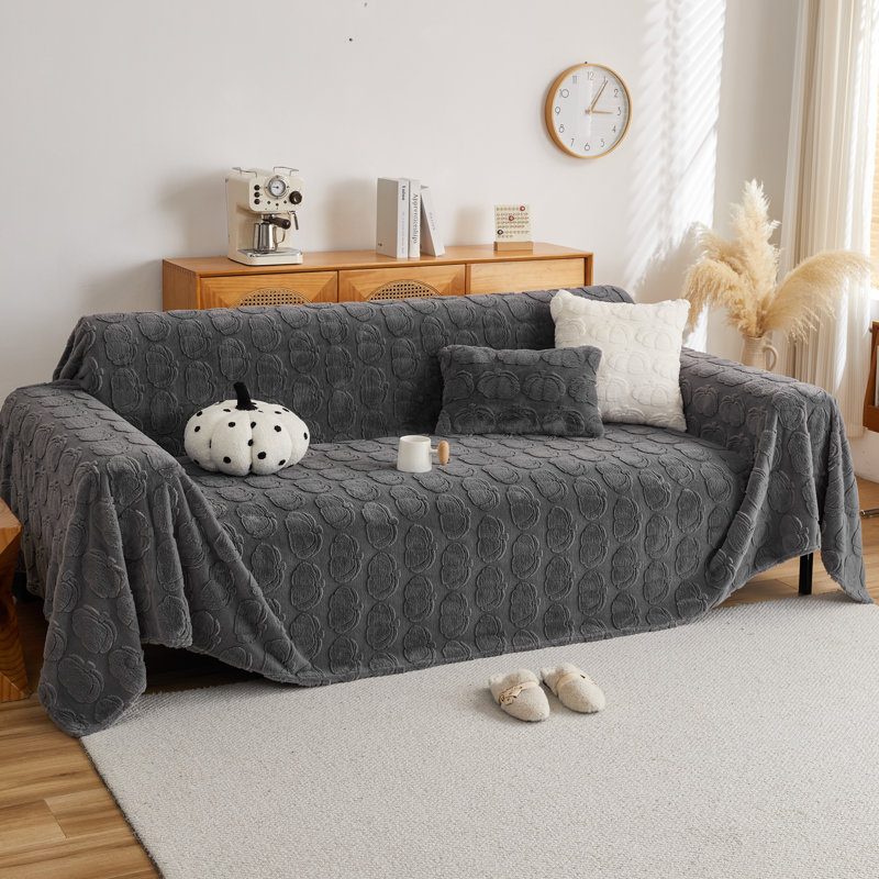 Housse pour canapé en peluche antidérapante avec motif de citrouille 3D, protection de canapé lavable à la machine pour canapé modulaire, canapé en L