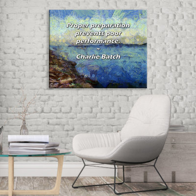 Artsy Quote "Proper preparation prevents poor performance." By Charlie Batch Gallery Wrapped Canvas