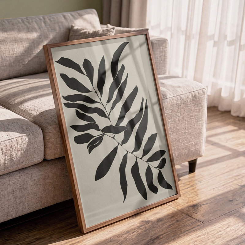 Leafs on twig by Treechild — Floral Wall Art, 24 × 36, Framed Print, Gold