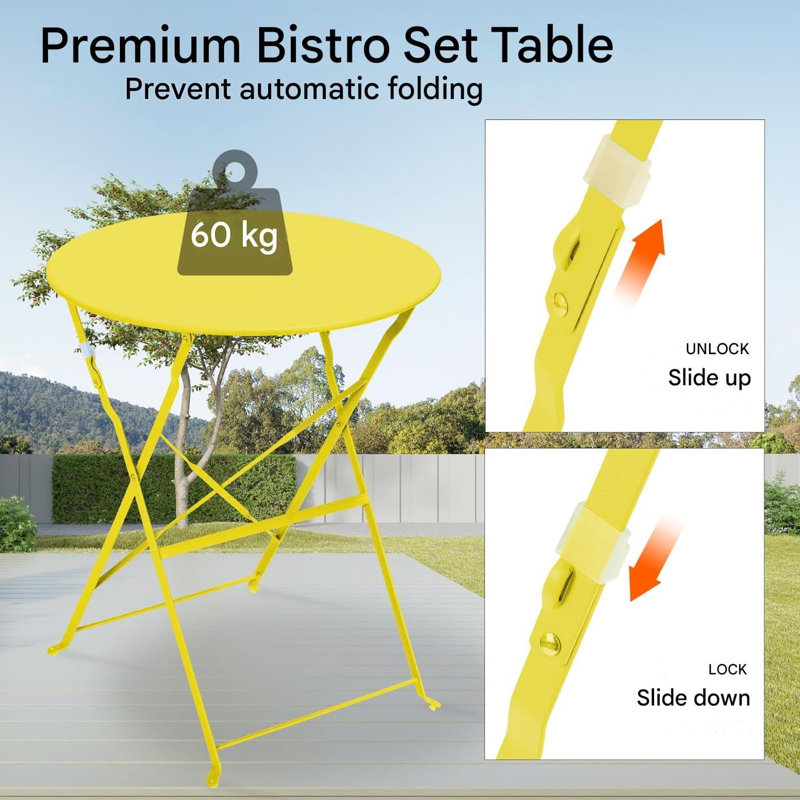 3 - Piece 2 - Person 81Cm L Outdoor Bistro Set, Yellow