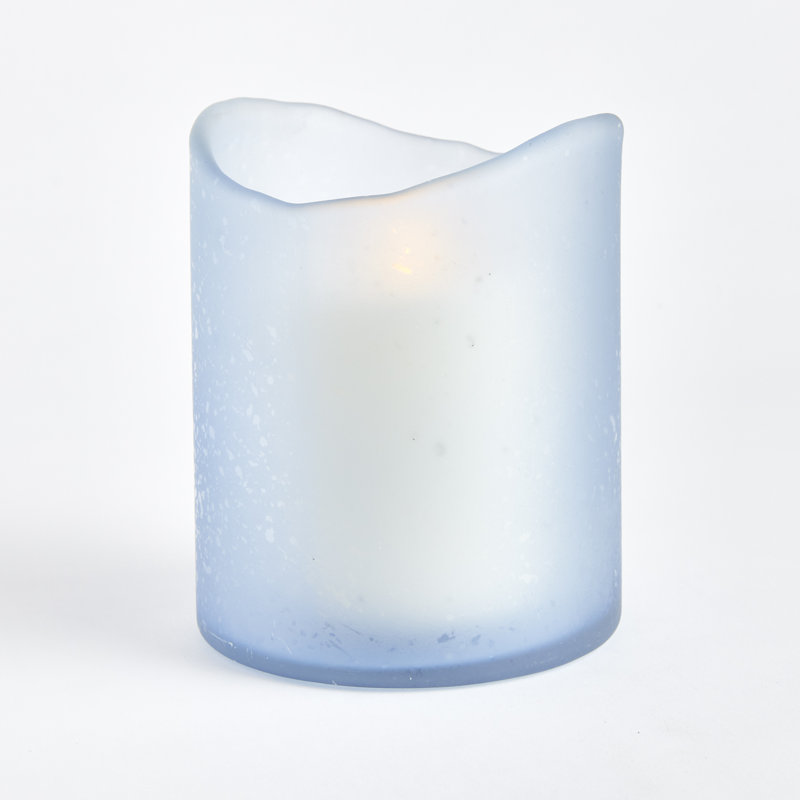 Hurricane Candle Holder, Blue,  6" H x 5" W x 5" D