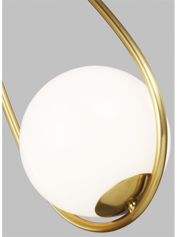 Alain Single Light Glass Dimmable Pendant, Burnished Brass