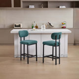 Bar Stools Set Of 2, Modern Upholstered Fabric Counter Height Barstools, Kitchen Island Chairs With Metal Legs