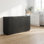 Buffet moderne à rayures verticales à courbes et vagues avec rangement et poignées dorées pour le salon, la chambre à coucher, le couloir comme meuble télé ou console