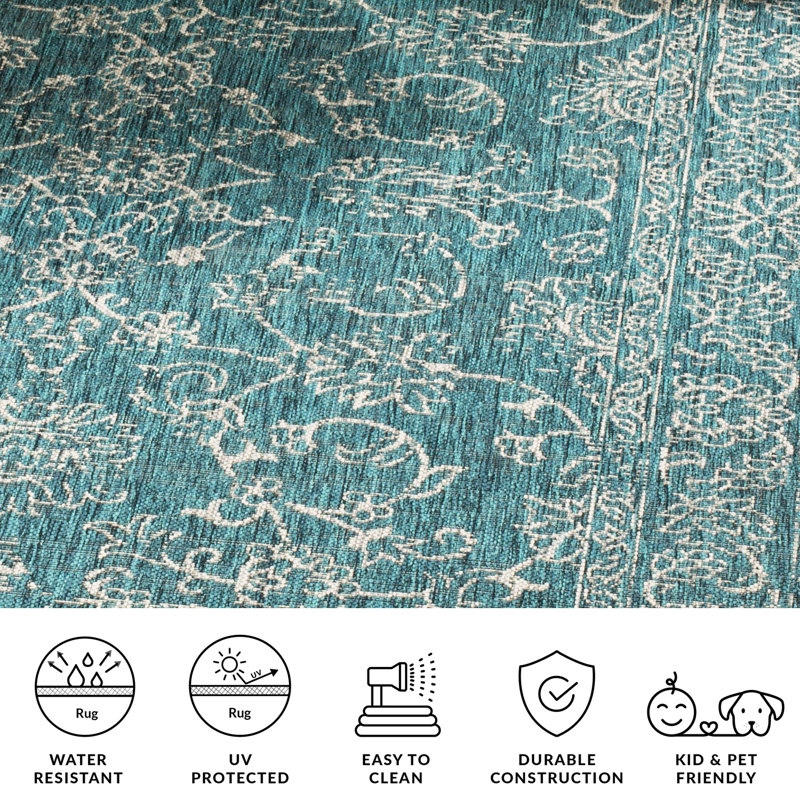 Cherene Performance Floral Indoor/Outdoor Area Rug, Novelty Rectangle 6'7" x 9'6"