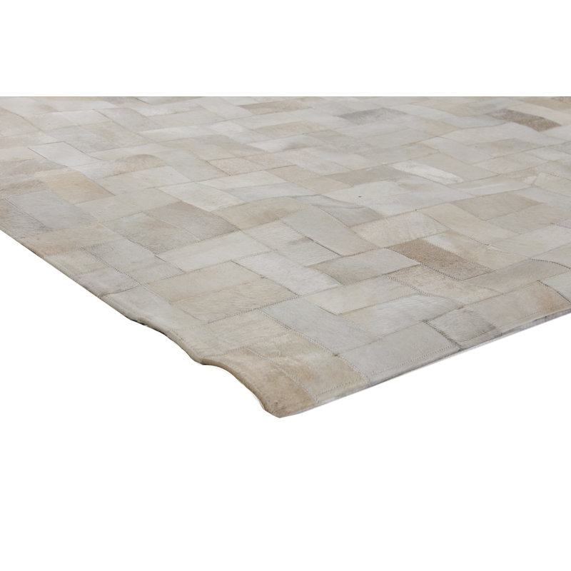 Natural Hide hand-tufted Leather Hide Ivory Area Rug