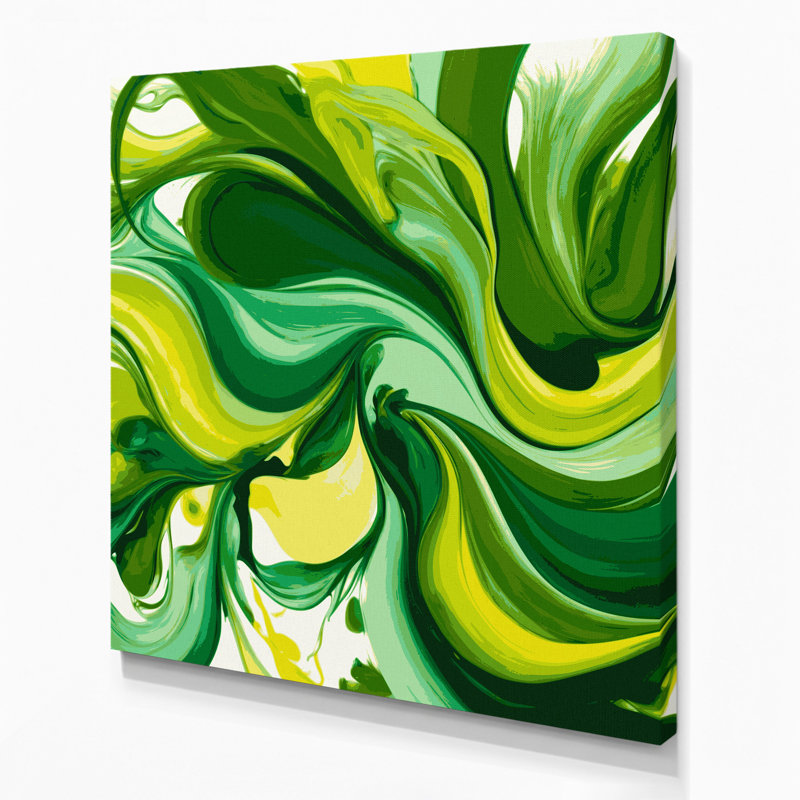 «Lyrical Abstraction 64», art mural sur toile verte, H 32 po x l 32 po