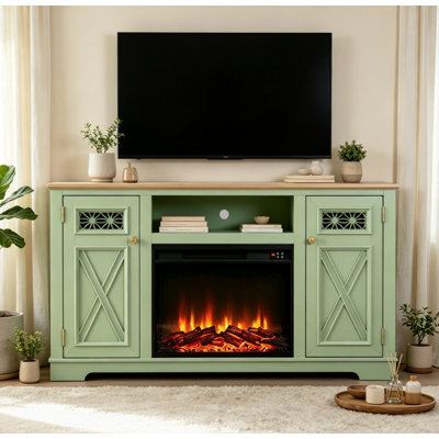 Meuble télé avec foyer électrique vert pour téléviseur de 65 po ou moins 61 po Green