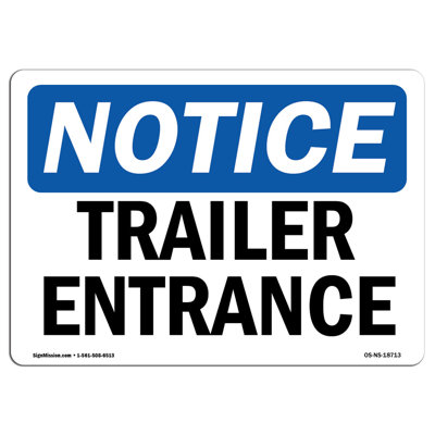 Trailer Entrance Aluminum Sign 12 x 18