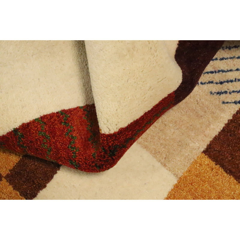 Vibrant Patchwork Gabbeh Style Rug 5x7 with Bold Geometric Patterns