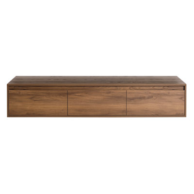 Commode de salle de bain 60 po à fixation flottante - meuble-lavabo contemporain brun à tiroirs en ébène