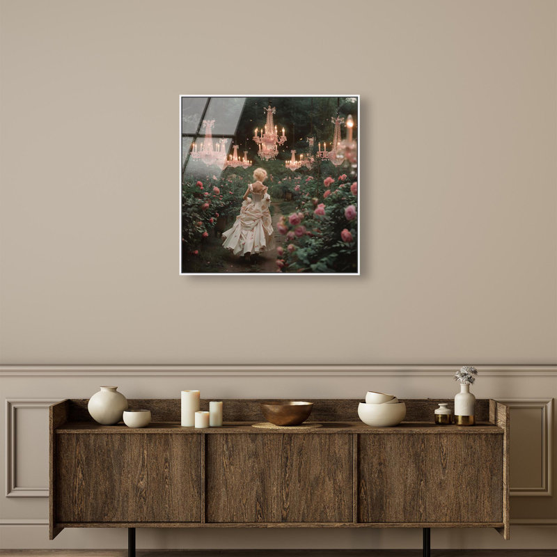 Oliver Gal Roses Floral Glam - Framed Acrylic Glass Wall Art, 31" H x 31" W, White