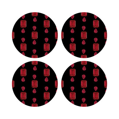 Gem Emeralds Vegan Leather Round Pebble Placemat