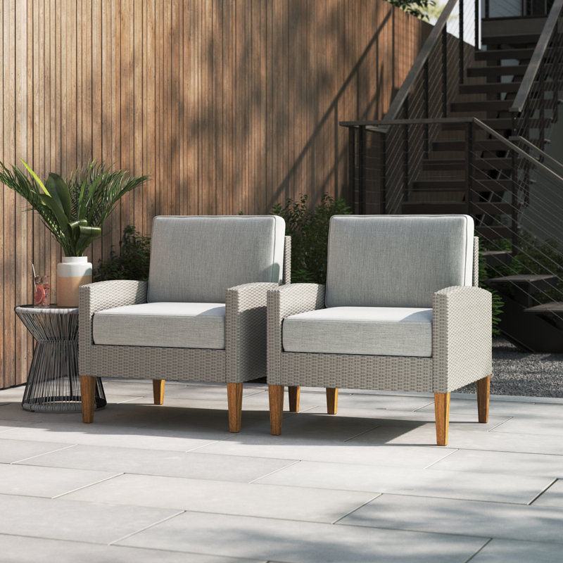 Wicker Outdoor Lounge Chair, Gray