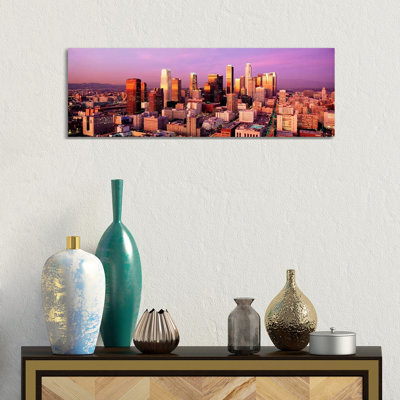 Sunset Skyline Los Angeles CA USA by Panoramic Images - Wrapped Canvas Panoramic Print
