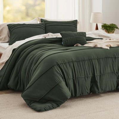 Bedsure Pinch Pleat Comforter Set Boho Bed-in-A-Bag Bedding Set with  Pillowcases for All Season