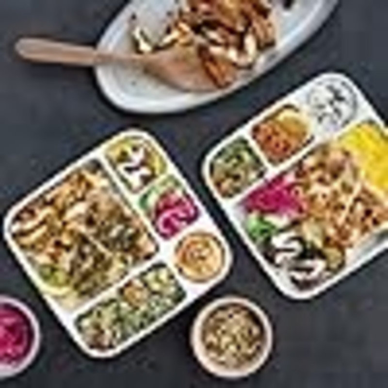 Ensemble de 2 plateaux repas divisés en polypropylène blanc allant au micro-ondes