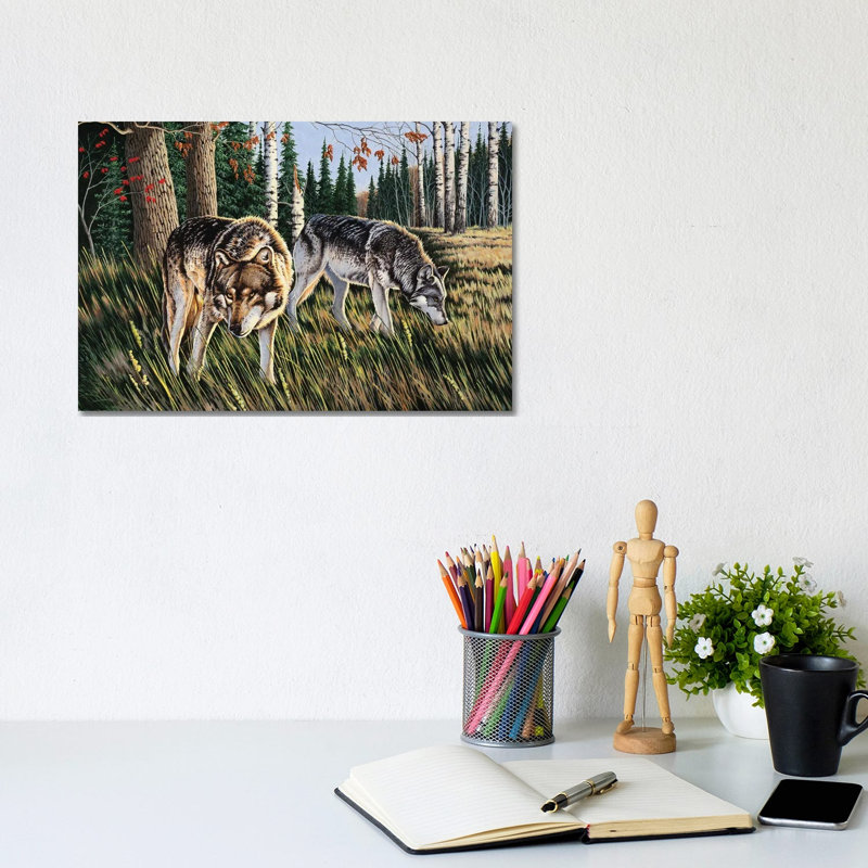 Wolves 1 Piece Wrapped Canvas Wall Art, 20.32 cm H x 30.48 cm W