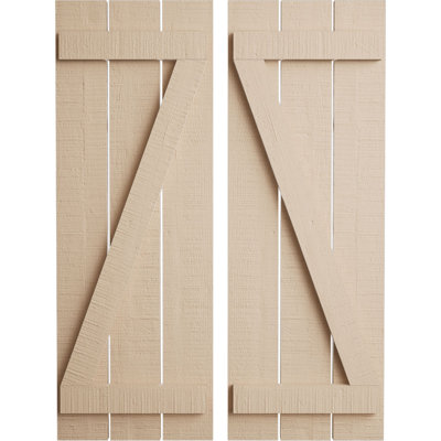 Volets rustiques en faux bois à trois planches avec planche en Z (la paire)