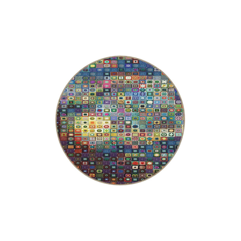 Tapis décoratif multicolore à motif géométrique à motif géométrique, Carré 3 pi 3 po