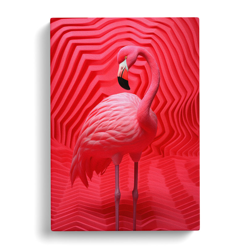 Flamingo Op - Wrapped Canvas Print, 50cm H x 35cm W x 3cm D