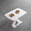 Modern Square Pull-out Dining Table White Tabletop + Mdf X-shaped Legs With Metal Base