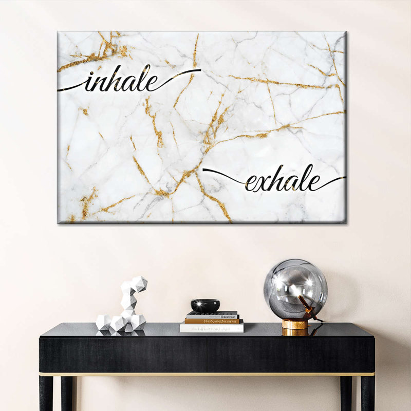 " Inhale Exhale Marble " by Enchanté Designs, 8" H x 12" W x 1" D
