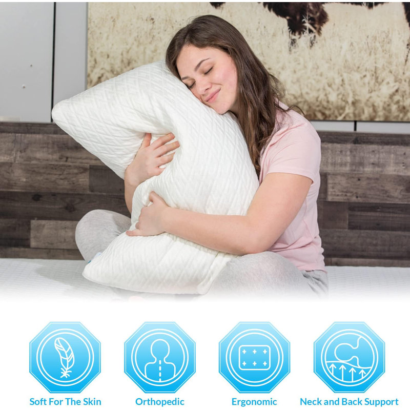 King Size White Bamboo Cooling Memory Foam Pillows, Set of 2