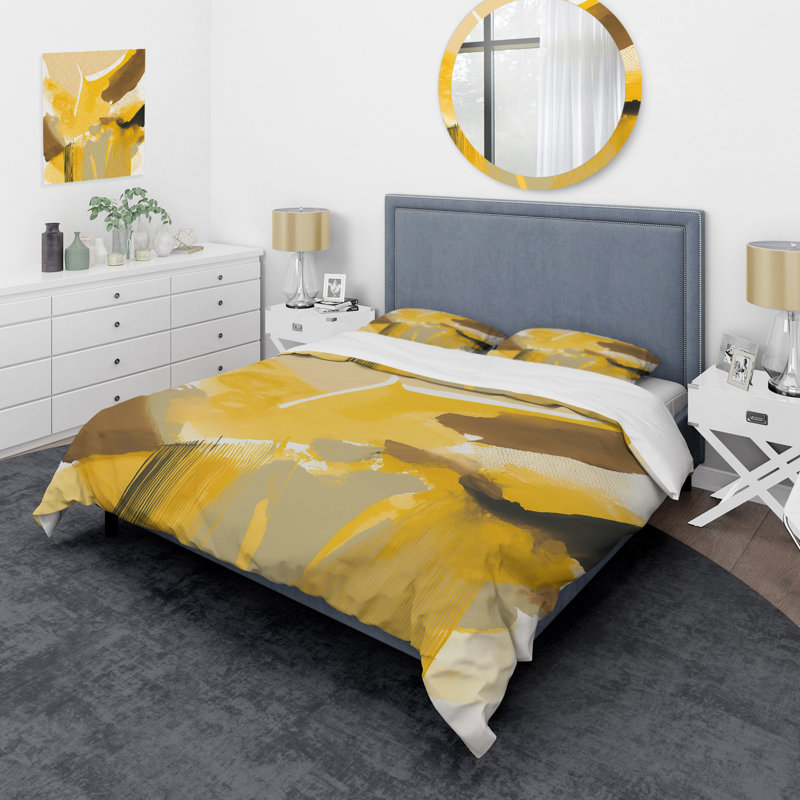 Ensemble de housse de couette moutarde jaune rétro I BeddingMicrofiber / Polyester