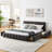 Queen Size Upholstered Storage Bed Frame With Chenille Fabric And Headboard, Built-In Drawers-1929926739