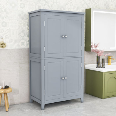 Armoire de rangement élégante pour salle de bain avec 4 portes et tablettes réglables