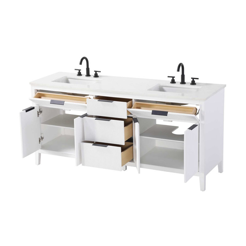 Meuble-lavabo double 72 po blanc, Blanc, 72"