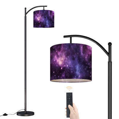 Arc Floor Lamp with Adjustable Lampshade Stars galaxy Standing Lamp 3 Color Temperatures Dimmable Tall Pole Lamp with Foot Switch for Bedroom