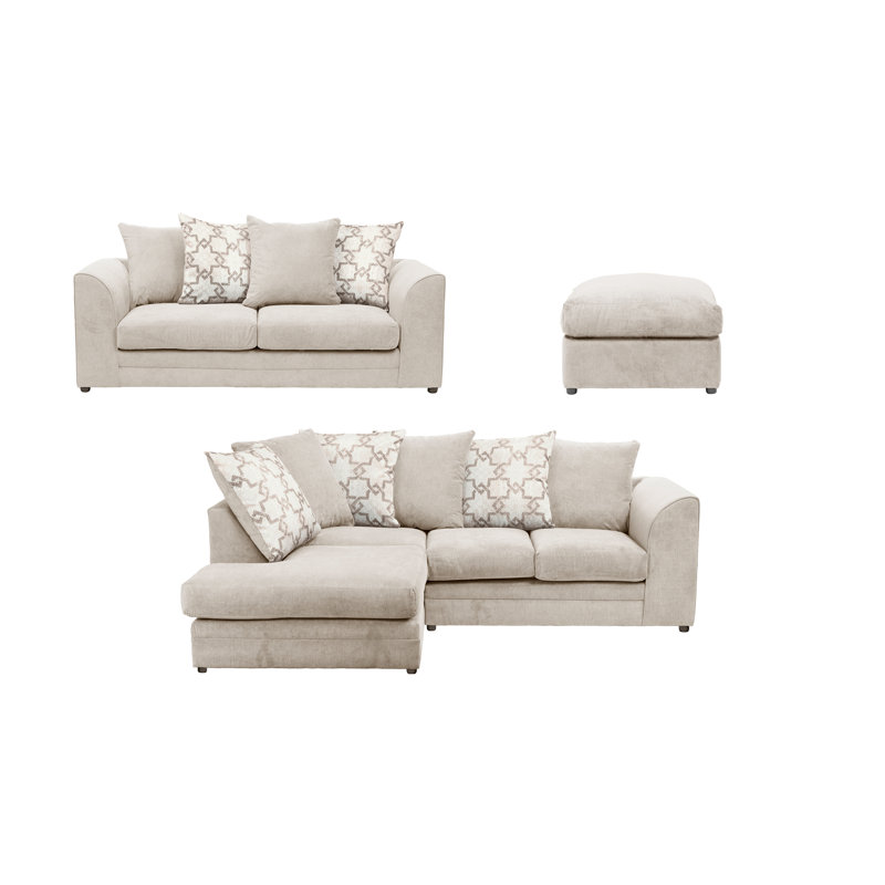 Arabella 3 - Piece Living Room Set, Stone, Left Hand Facing 