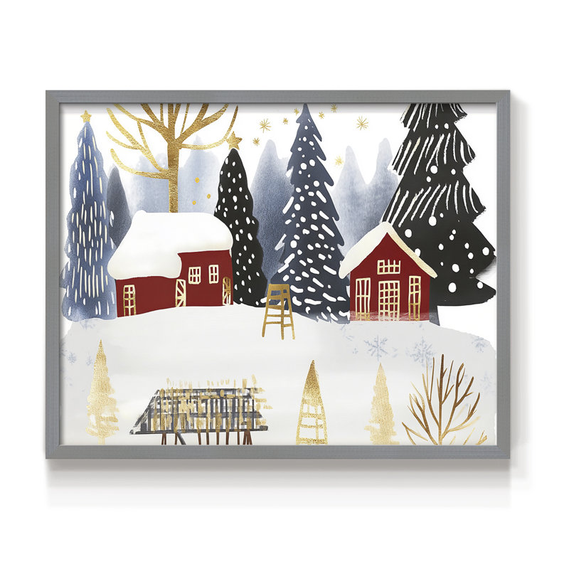 Chirstmas Art-CDLX - Reproduction encadrée - Restickable, H 11 po x l 14 po, Gris