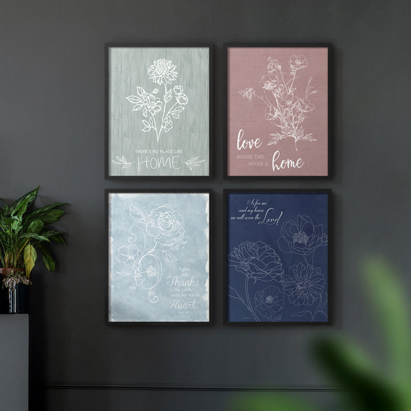 «The Simple Things», 4 pièces, H 14 po x l 44 po, Cadre noir