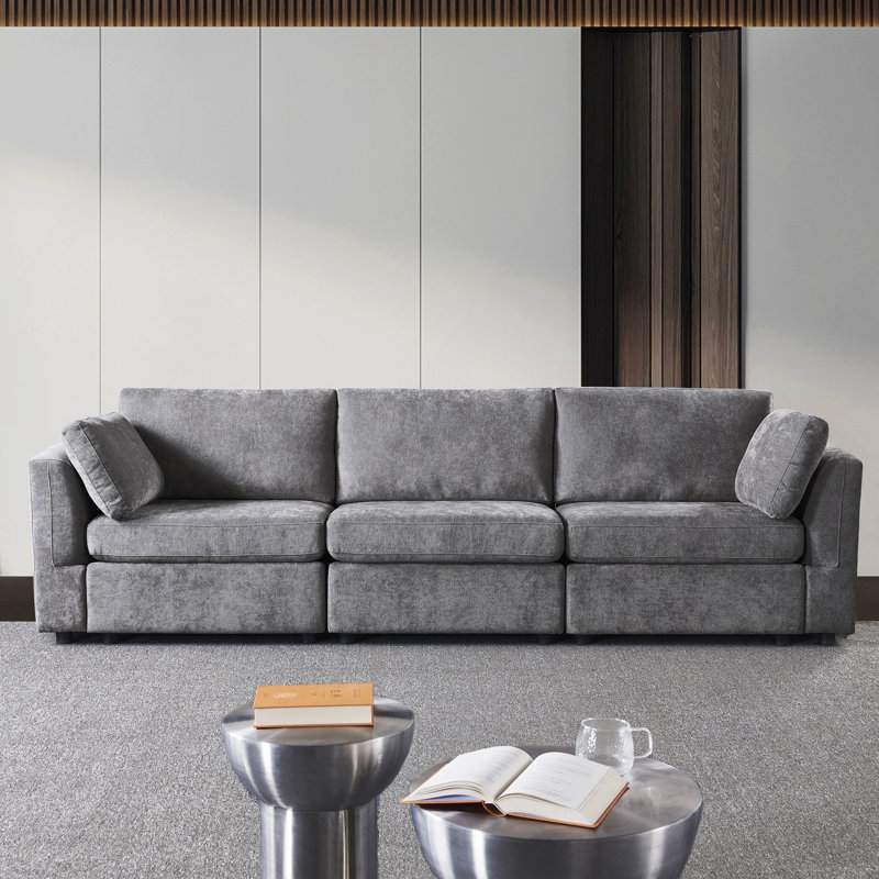 Canapé modulaire, canapé modulaire en chenille, assise et dossier moelleux, assemblage facile, conception simple et grande