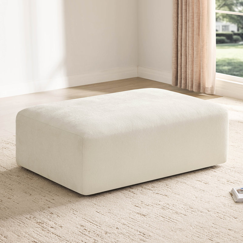 Bodhild 94.8" Feather-Filled Chenille Upholstered Sleeper Sofa, Cream