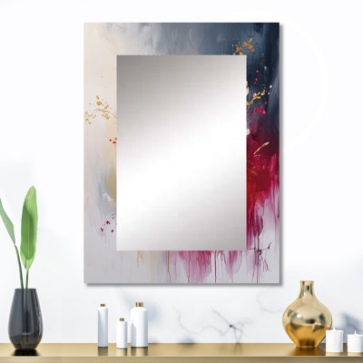 «Wildflower On Silent Burst Of Ink II», miroir mural décoratif traditionnel, art imprimé en métal