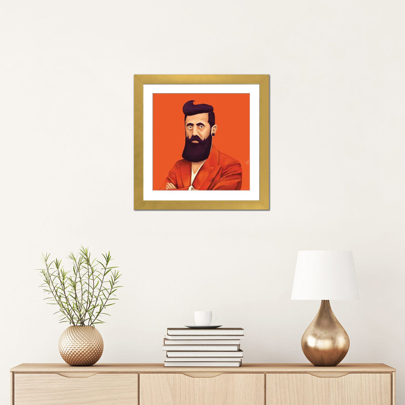 Benjamin Zeev Herzl, Gold Open Corner Framed Paper, White, 16" H x 16" W x 1" D