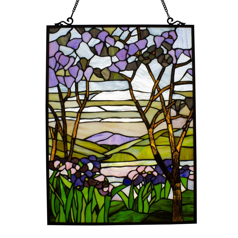 Floral And Plants Window Panel - Stained glass wall decor