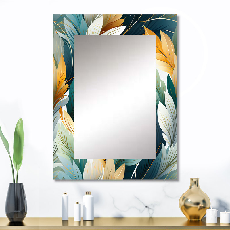 Haylia Jungle Tropical Plams Composition - tropical  Decorative Mirror, Tropical Wall Mirror, Printed Metal Art, 32" x 24"