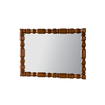 Vintage Wooden Carved Wall Mirror, Decorative Column Frame For Living Room/Entryway Retro Decor