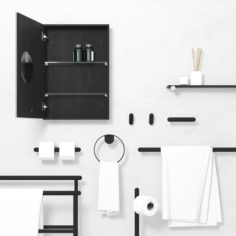 Faso 420mm W 15240mm H Surface Frameless Medicine Cabinet Mirror 2 Adjustable, Dark Oak