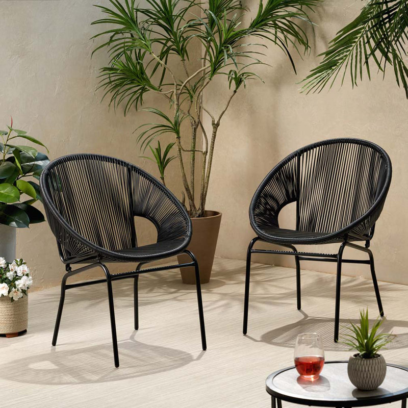 Outdoor Wicker Papasan Chair, Noir