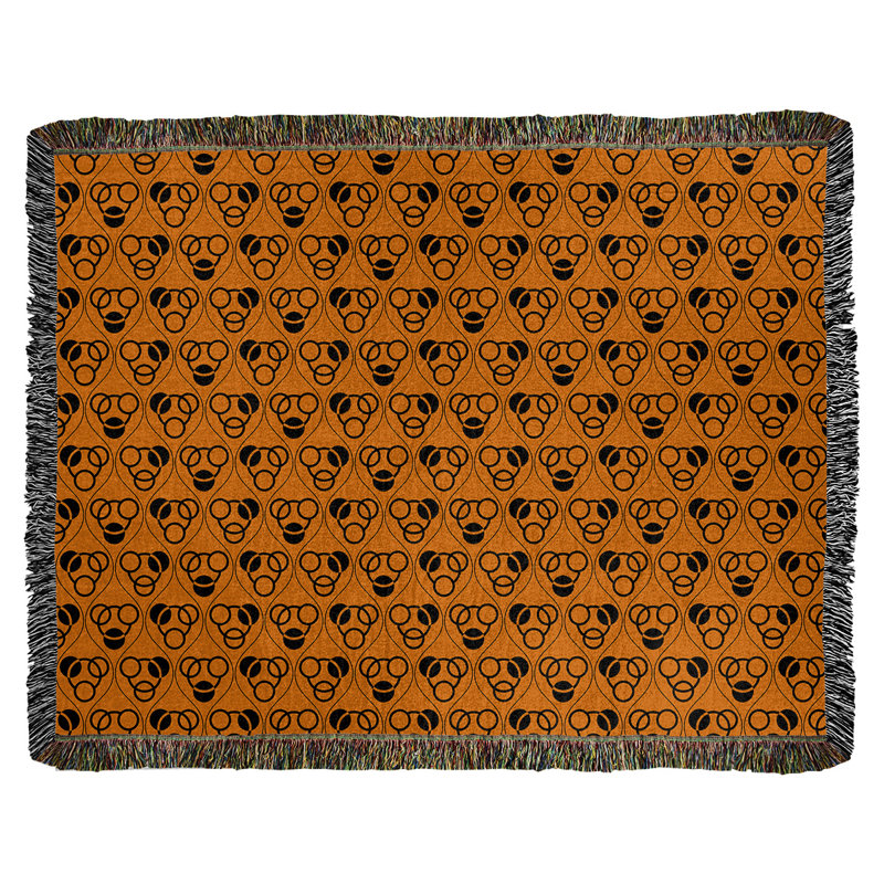 Hand Woven Throw Blanket, 60" W x 50" L, Orange
