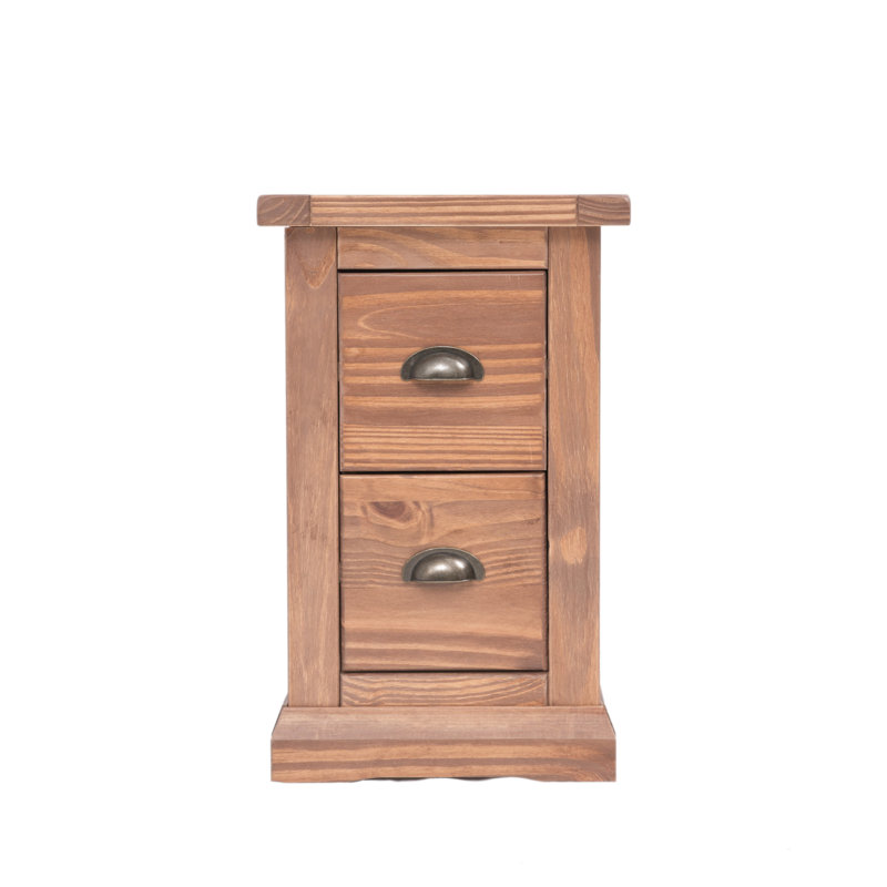 Pharsalia 35cm W Solid + Manufactured Wood Bedside Table, Light Brown, Brass Cup